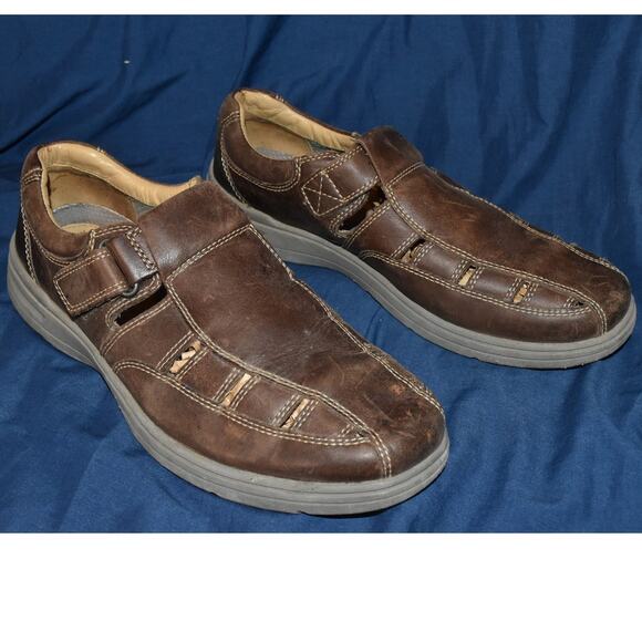 Johnston & Murphy Men's 9.5 Fisherman Sandals Brown Leather Comfort Casual K15 - Picture 1 of 7